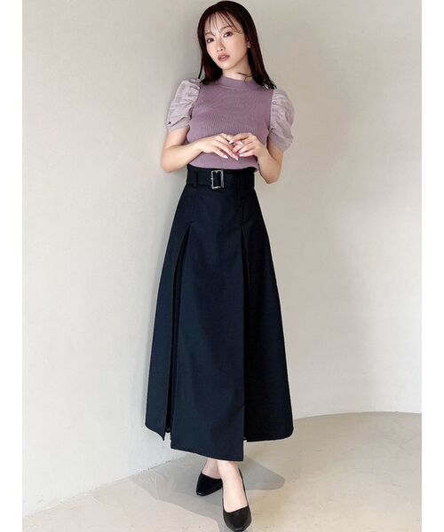 RESEXXY（リゼクシー）の「ショルダーチェックシアーニットトップス（ニット/セーター・レディース・ラベンダー/ブラック/ホワイト・FREE）」の8枚目の写真