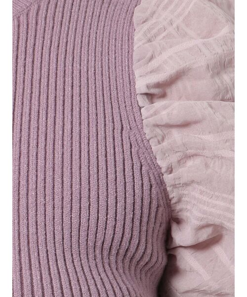 RESEXXY（リゼクシー）の「ショルダーチェックシアーニットトップス（ニット/セーター・レディース・ラベンダー/ブラック/ホワイト・FREE）」の12枚目の写真