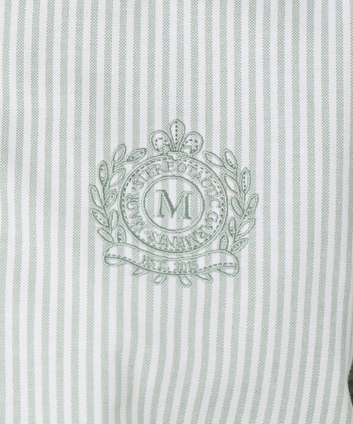 MAGPIEROBIN（マグパイロビン）の「ALAND MAGPIE ROBIN／クロップロゴストライプシャツ　2197558（シャツ/ブラウス・レディース・グリーン/ネイビー・FREE）」の9枚目の写真