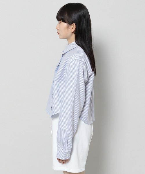 MAGPIEROBIN（マグパイロビン）の「ALAND MAGPIE ROBIN／クロップロゴストライプシャツ　2197558（シャツ/ブラウス・レディース・グリーン/ネイビー・FREE）」の17枚目の写真