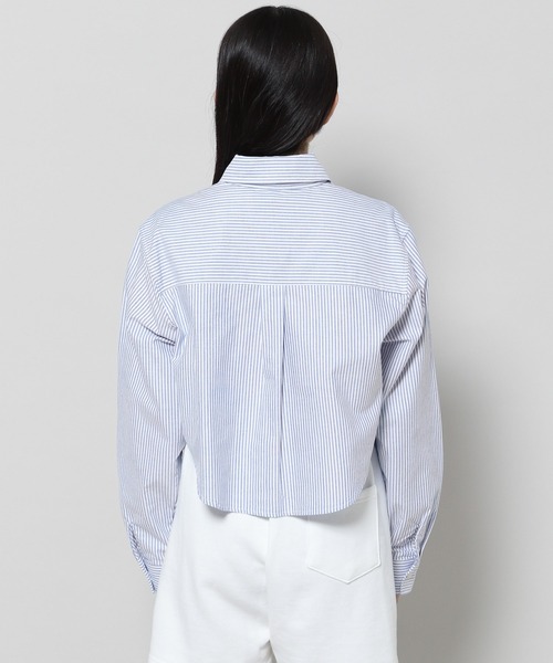 MAGPIEROBIN（マグパイロビン）の「ALAND MAGPIE ROBIN／クロップロゴストライプシャツ　2197558（シャツ/ブラウス・レディース・グリーン/ネイビー・FREE）」の18枚目の写真