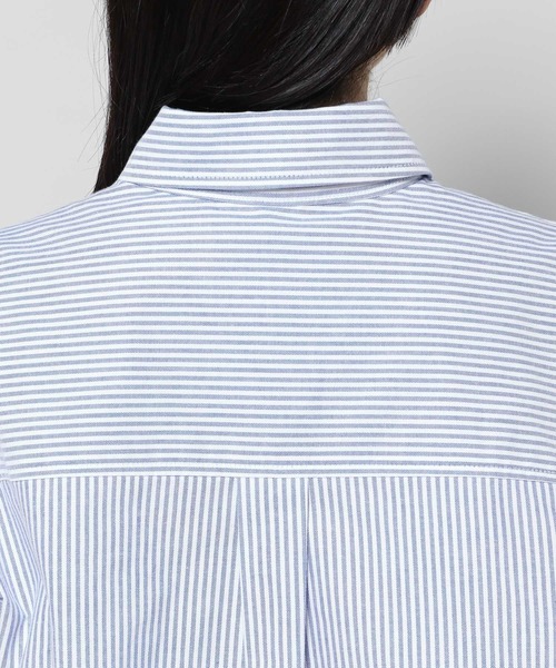 MAGPIEROBIN（マグパイロビン）の「ALAND MAGPIE ROBIN／クロップロゴストライプシャツ　2197558（シャツ/ブラウス・レディース・グリーン/ネイビー・FREE）」の19枚目の写真