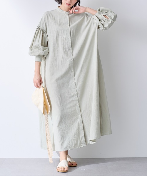 for/c（フォーシー）の「オーガニックコットンボリュームスリーブワンピース【サスティナブル】（ワンピース・レディース・ホワイト/ブラック/ライトグリーン・MP/LP/SP/L/LL/M）」の3枚目の写真