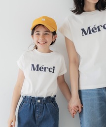 coca(coca) | キッズ 親子お揃いロゴプリントロールアップ袖Tシャツ(Tシャツ/カットソー)