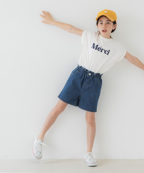 coca（coca）（コカ）の「キッズ 親子お揃いロゴプリントロールアップ袖Tシャツ（Tシャツ/カットソー・キッズ・ネイビー/ホワイト/ピンク/アイボリー/チャコール/グレー・100/110/120/130/140）」の7枚目の写真