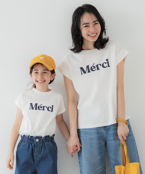 coca（coca）（コカ）の「キッズ 親子お揃いロゴプリントロールアップ袖Tシャツ（Tシャツ/カットソー・キッズ・ネイビー/ホワイト/ピンク/アイボリー/チャコール/グレー・100/110/120/130/140）」の10枚目の写真