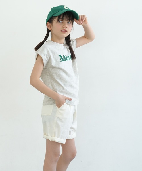 coca（coca）（コカ）の「キッズ 親子お揃いロゴプリントロールアップ袖Tシャツ（Tシャツ/カットソー・キッズ・ネイビー/ホワイト/ピンク/アイボリー/チャコール/グレー・100/110/120/130/140）」の11枚目の写真