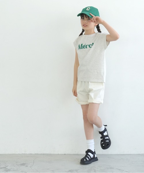 coca（coca）（コカ）の「キッズ 親子お揃いロゴプリントロールアップ袖Tシャツ（Tシャツ/カットソー・キッズ・ネイビー/ホワイト/ピンク/アイボリー/チャコール/グレー・100/110/120/130/140）」の13枚目の写真