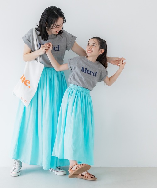 coca（coca）（コカ）の「キッズ 親子お揃いロゴプリントロールアップ袖Tシャツ（Tシャツ/カットソー・キッズ・ネイビー/ホワイト/ピンク/アイボリー/チャコール/グレー・100/110/120/130/140）」の14枚目の写真