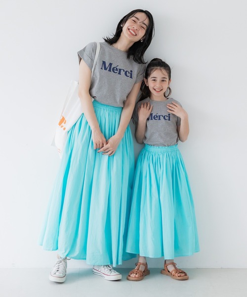 coca（coca）（コカ）の「キッズ 親子お揃いロゴプリントロールアップ袖Tシャツ（Tシャツ/カットソー・キッズ・ネイビー/ホワイト/ピンク/アイボリー/チャコール/グレー・100/110/120/130/140）」の22枚目の写真