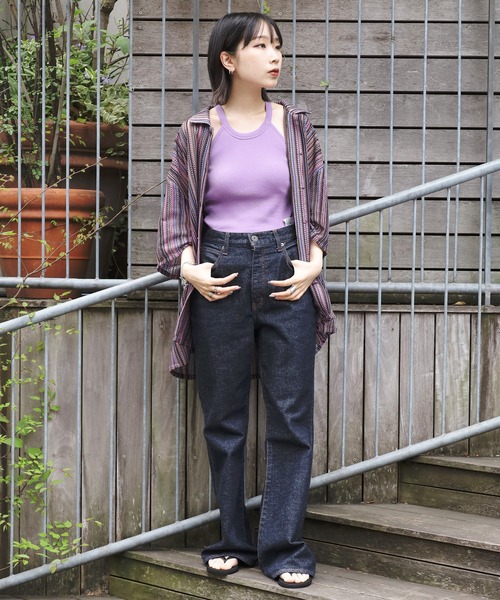 CURRENTAGE（カレンテージ）の「CURRENTAGE/カレンテージ デザインキャミソール アメリカンスリーブ（キャミソール・レディース・ホワイト/ブラウン/パープル・FREE）」の8枚目の写真