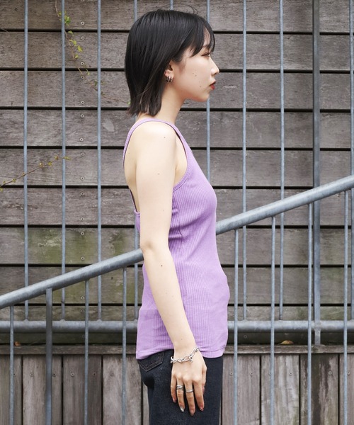 CURRENTAGE（カレンテージ）の「CURRENTAGE/カレンテージ デザインキャミソール アメリカンスリーブ（キャミソール・レディース・ホワイト/ブラウン/パープル・FREE）」の15枚目の写真