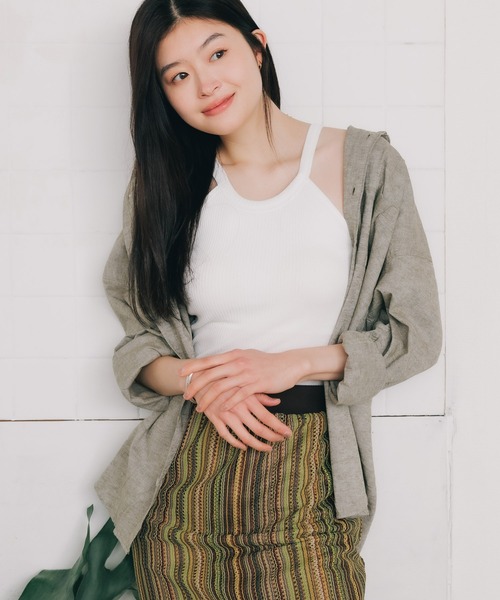 CURRENTAGE（カレンテージ）の「CURRENTAGE/カレンテージ デザインキャミソール アメリカンスリーブ（キャミソール・レディース・ホワイト/ブラウン/パープル・FREE）」の17枚目の写真