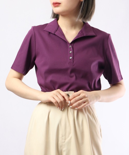 BRODIAEA(ブローディア)の「BRODIAEA マーベラスシル アイプラス ポロシャツ 接触冷感素材 半袖(ポロシャツ・レディース・エメラルド/ターコイズブルー/ローズ/ロイヤルブルー/モカ/イエロー/ベージュ/パープル/ライトグリーン・M)」の7枚目の写真