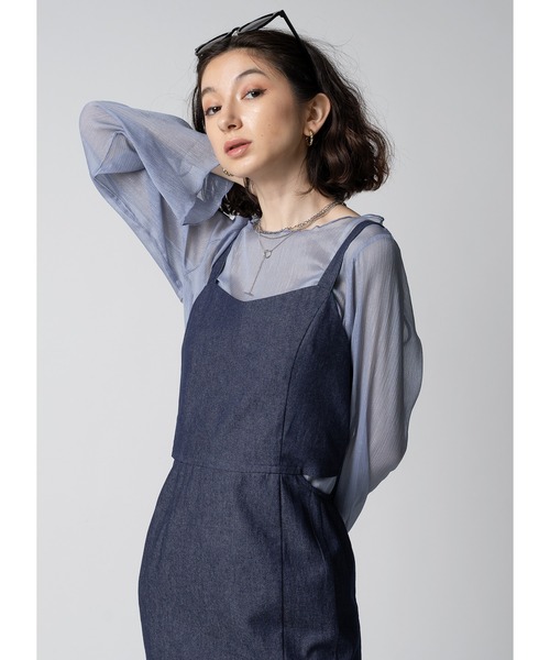 Adoon plain（アドーンプレーン）の「ウエストカットデニムワンピース（ワンピース・レディース・インディゴブルー/ブラック・MEDIUM/LARGE）」の12枚目の写真