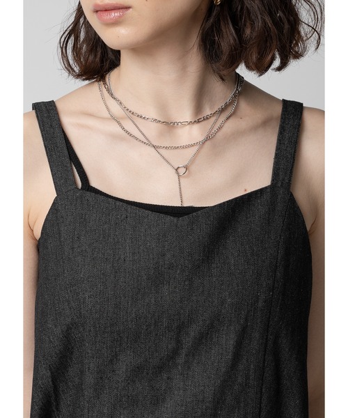 Adoon plain（アドーンプレーン）の「ウエストカットデニムワンピース（ワンピース・レディース・インディゴブルー/ブラック・MEDIUM/LARGE）」の15枚目の写真