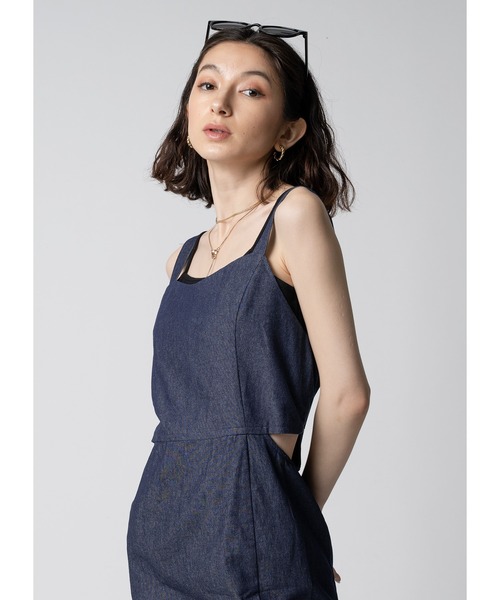 Adoon plain（アドーンプレーン）の「ウエストカットデニムワンピース（ワンピース・レディース・インディゴブルー/ブラック・MEDIUM/LARGE）」の20枚目の写真