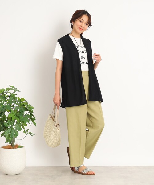 DRESKIP(ドレスキップ)の「◆【2点セット】さらさら薄手ジレ+ロゴTシャツ(ベスト・レディース・サンドベージュ/ブラック/カーキ・02/03)」の21枚目の写真