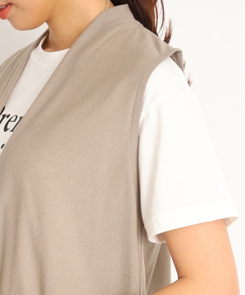 DRESKIP(ドレスキップ)の「◆【2点セット】さらさら薄手ジレ+ロゴTシャツ(ベスト・レディース・サンドベージュ/ブラック/カーキ・02/03)」の15枚目の写真