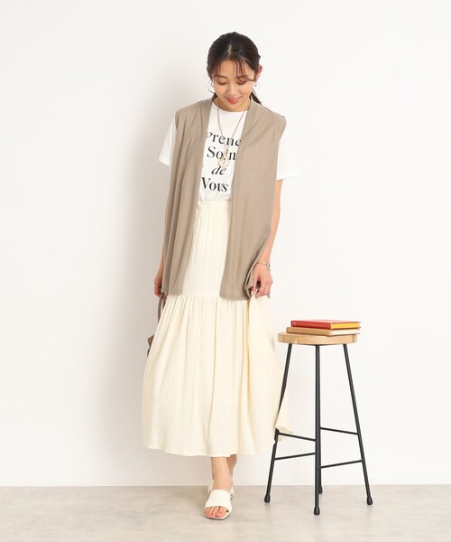 DRESKIP(ドレスキップ)の「◆【2点セット】さらさら薄手ジレ+ロゴTシャツ(ベスト・レディース・サンドベージュ/ブラック/カーキ・02/03)」の20枚目の写真