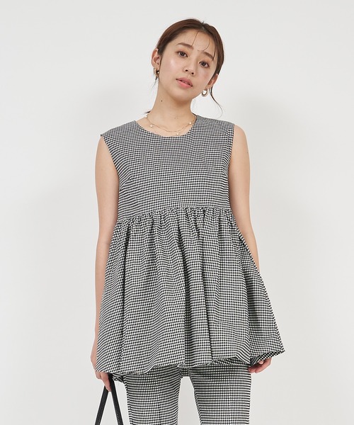 ROYAL PARTY(ロイヤルパーティー)の「バルーンペプラムトップス(シャツ/ブラウス・レディース・チェック/オフホワイト/ブラック・FREE)」の22枚目の写真
