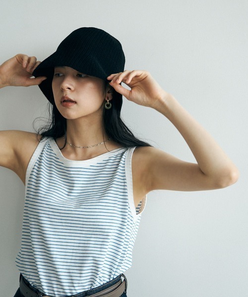 marjour（マージュール）の「LINEN BLEND BELL HAT（ハット・レディース・ブラック/オフホワイト・FREE）」の22枚目の写真