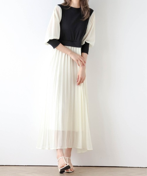 AMELY(エミリー)の「ドッキングプリーツワンピース(ワンピース・レディース・ホワイト/ブラック/ブルー/チェック/その他/ブラック系その他/アイボリー/グレイッシュベージュ/ベージュ・M/L)」の10枚目の写真
