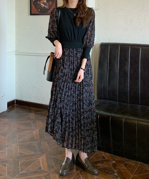 AMELY(エミリー)の「ドッキングプリーツワンピース(ワンピース・レディース・ホワイト/ブラック/ブルー/チェック/その他/ブラック系その他/アイボリー/グレイッシュベージュ/ベージュ・M/L)」の20枚目の写真