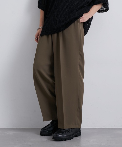 JUNRED（ジュンレッド）の「セットアップ対応 / トロミタックワイドストレートパンツ（スラックス・メンズ・キャメル/グリーン/ライトグレー/ブラック・S/M/L）」の10枚目の写真