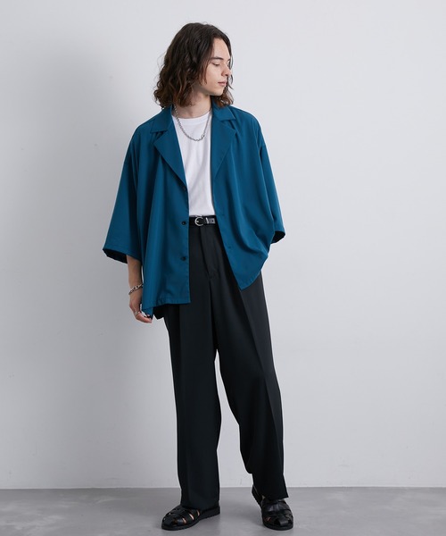 JUNRED（ジュンレッド）の「セットアップ対応 / トロミタックワイドストレートパンツ（スラックス・メンズ・キャメル/グリーン/ライトグレー/ブラック・S/M/L）」の13枚目の写真