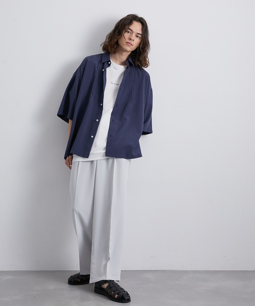 JUNRED（ジュンレッド）の「セットアップ対応 / トロミタックワイドストレートパンツ（スラックス・メンズ・キャメル/グリーン/ライトグレー/ブラック・S/M/L）」の16枚目の写真