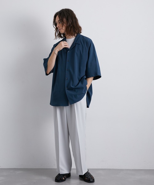 JUNRED（ジュンレッド）の「セットアップ対応 / トロミタックワイドストレートパンツ（スラックス・メンズ・キャメル/グリーン/ライトグレー/ブラック・S/M/L）」の17枚目の写真