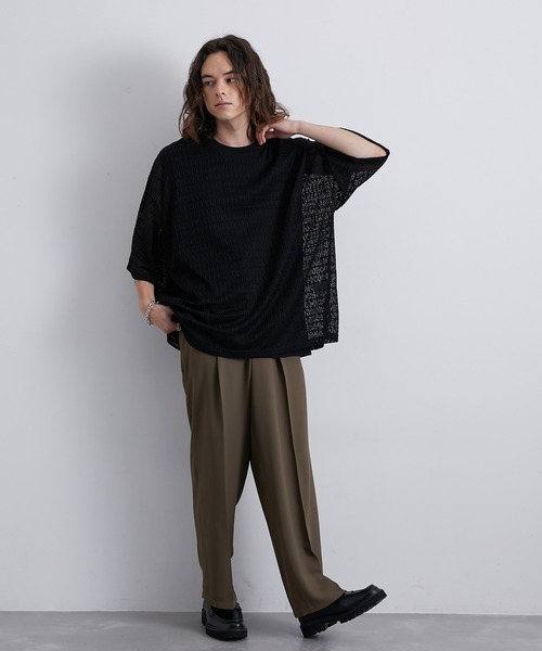 JUNRED（ジュンレッド）の「セットアップ対応 / トロミタックワイドストレートパンツ（スラックス・メンズ・キャメル/グリーン/ライトグレー/ブラック・S/M/L）」の19枚目の写真