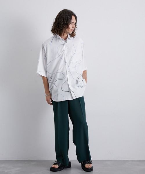 JUNRED（ジュンレッド）の「セットアップ対応 / トロミタックワイドストレートパンツ（スラックス・メンズ・キャメル/グリーン/ライトグレー/ブラック・S/M/L）」の21枚目の写真