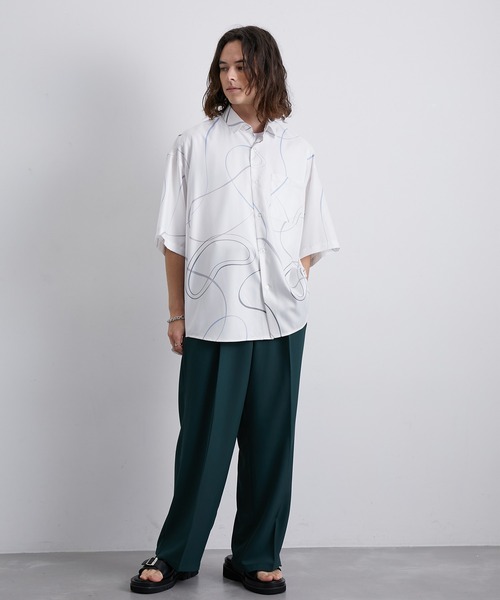 JUNRED（ジュンレッド）の「セットアップ対応 / トロミタックワイドストレートパンツ（スラックス・メンズ・キャメル/グリーン/ライトグレー/ブラック・S/M/L）」の22枚目の写真