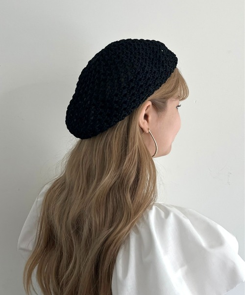 prose verse（プロズヴェール）の「クロシェベレー帽（ハンチング/ベレー帽・レディース・アイボリー/ブラック・ﾌﾘ-）」の2枚目の写真