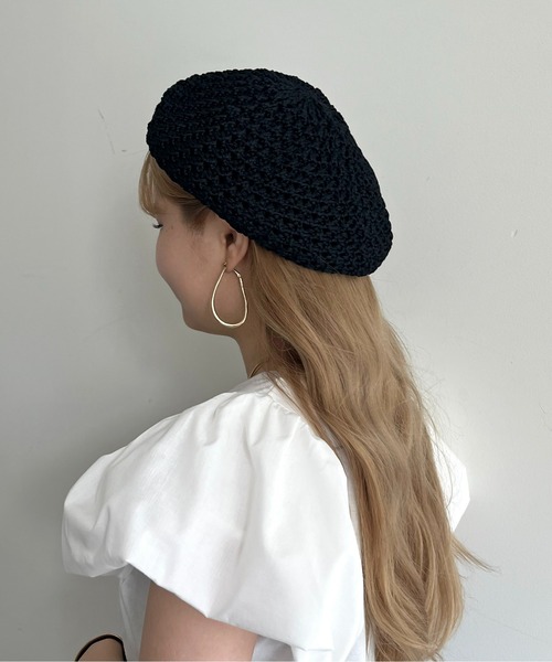 prose verse（プロズヴェール）の「クロシェベレー帽（ハンチング/ベレー帽・レディース・アイボリー/ブラック・ﾌﾘ-）」の7枚目の写真