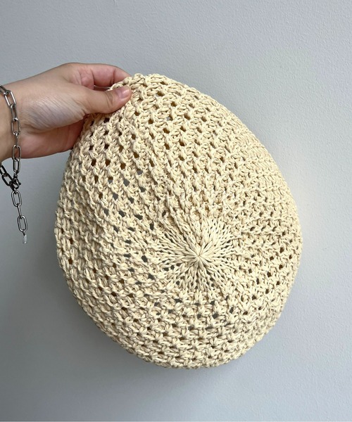 prose verse（プロズヴェール）の「クロシェベレー帽（ハンチング/ベレー帽・レディース・アイボリー/ブラック・ﾌﾘ-）」の4枚目の写真