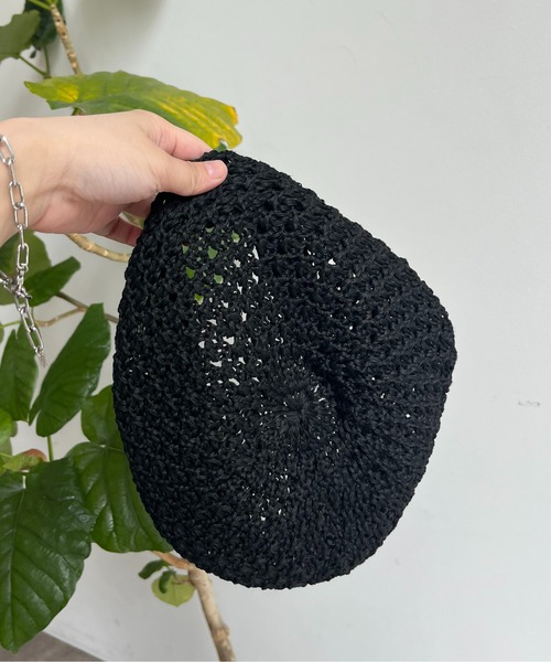 prose verse（プロズヴェール）の「クロシェベレー帽（ハンチング/ベレー帽・レディース・アイボリー/ブラック・ﾌﾘ-）」の5枚目の写真