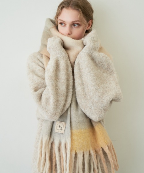 idem(イデム)の「【 4色展開 / ZOZO限定 】ボリュームチェックマフラー / check volume muffler(マフラー・レディース・ベージュ/ブルー/ピンク/その他・FREE)」の5枚目の写真