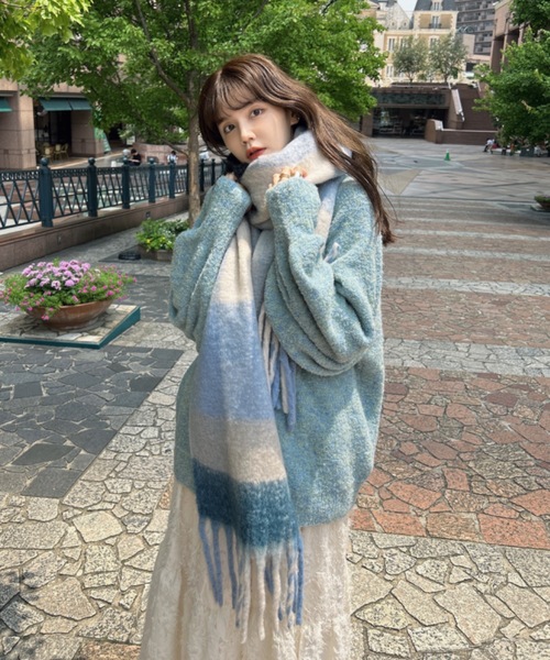 idem(イデム)の「【 4色展開 / ZOZO限定 】ボリュームチェックマフラー / check volume muffler(マフラー・レディース・ベージュ/ブルー/ピンク/その他・FREE)」の6枚目の写真