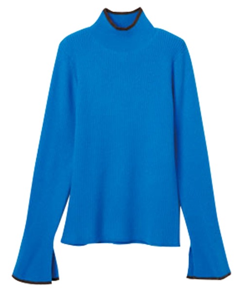 RANAN（ラナン）の「ハイネックフレア袖配色リブニット（ニット/セーター・レディース・ホワイト系1/ブラック系1/ライトグレー系1/ブラウン系1/ブルー系1・L/LL/M）」の20枚目の写真