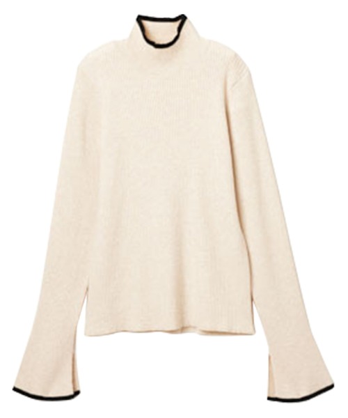 RANAN（ラナン）の「ハイネックフレア袖配色リブニット（ニット/セーター・レディース・ホワイト系1/ブラック系1/ライトグレー系1/ブラウン系1/ブルー系1・L/LL/M）」の10枚目の写真