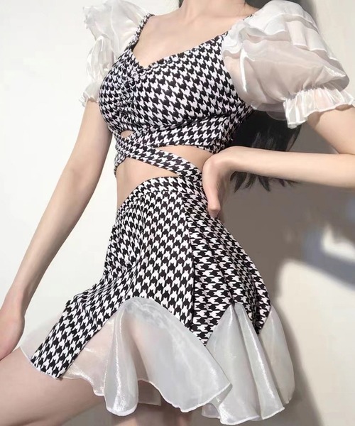 Dita（ディータ）の「ハウンドトゥースクロスフリルビキニ（水着・レディース・ブラック・L/XL/M）」の4枚目の写真