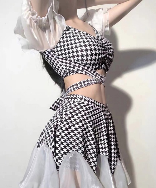 Dita（ディータ）の「ハウンドトゥースクロスフリルビキニ（水着・レディース・ブラック・L/XL/M）」の7枚目の写真