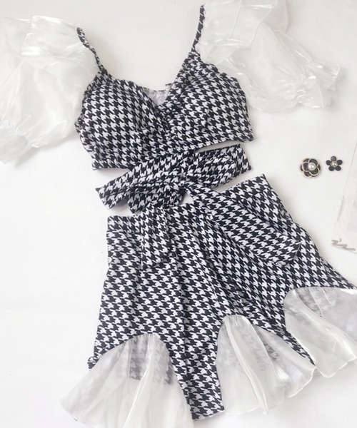 Dita（ディータ）の「ハウンドトゥースクロスフリルビキニ（水着・レディース・ブラック・L/XL/M）」の8枚目の写真