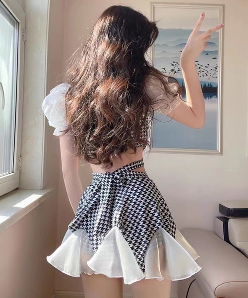 Dita（ディータ）の「ハウンドトゥースクロスフリルビキニ（水着・レディース・ブラック・L/XL/M）」の5枚目の写真