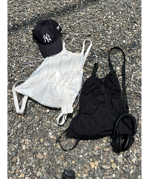 WC（ダブル シー）の「ドロストナイロンナップサック（バックパック/リュック・レディース・ホワイト/ブラック・FREE）」の14枚目の写真