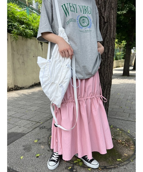 WC（ダブル シー）の「ドロストナイロンナップサック（バックパック/リュック・レディース・ホワイト/ブラック・FREE）」の3枚目の写真