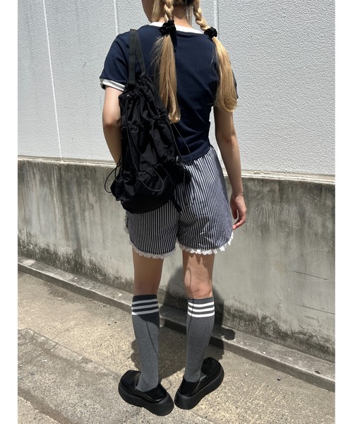 WC（ダブル シー）の「ドロストナイロンナップサック（バックパック/リュック・レディース・ホワイト/ブラック・FREE）」の7枚目の写真